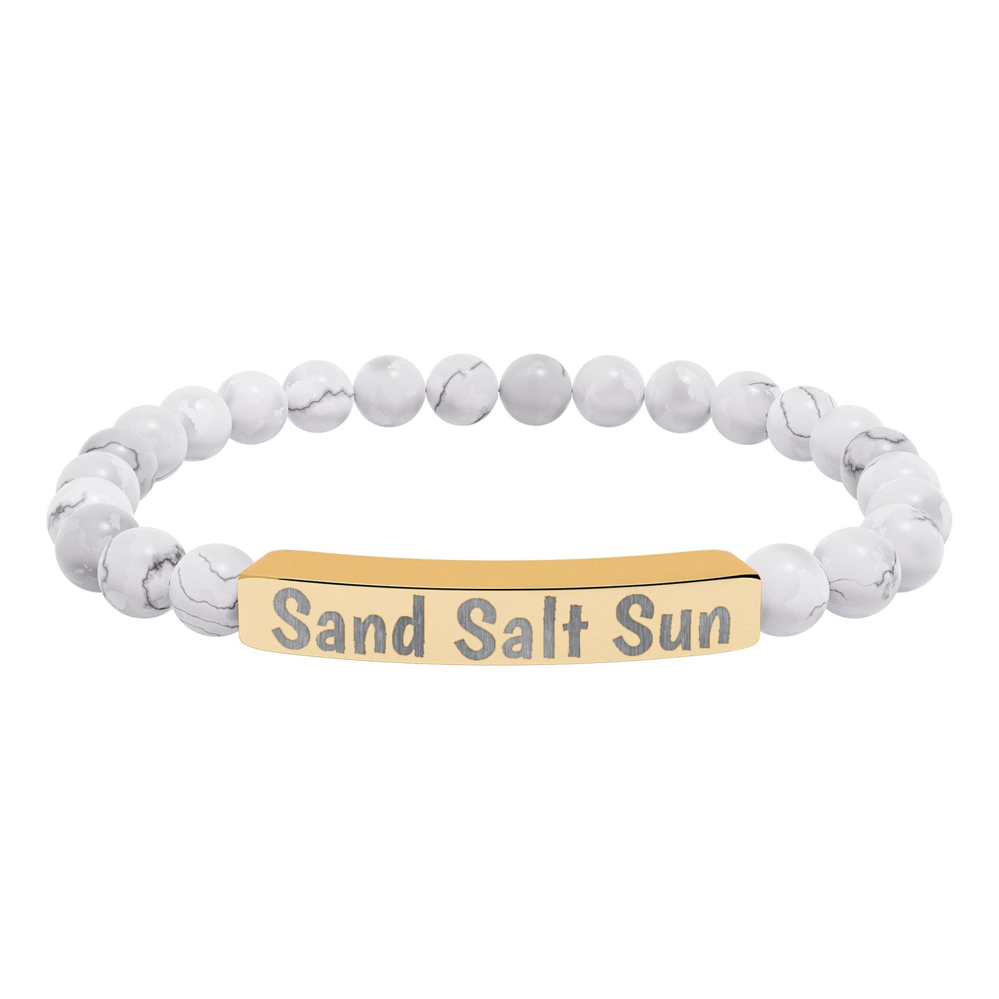 Personalized & Engraved Natural Stone Stretch Bar Bracelet