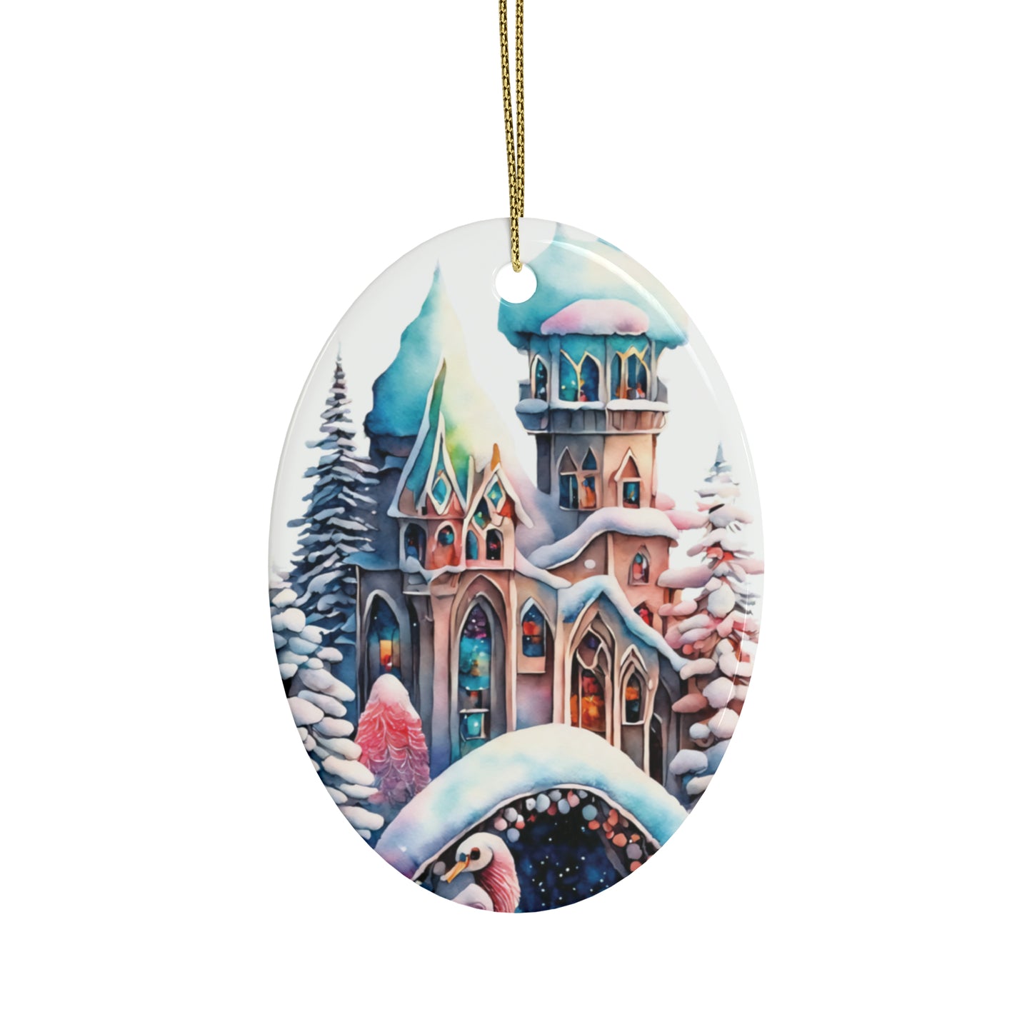 Idyllic Fantasy Christmas Scene | Ceramic Ornaments (1pcs, 5pcs, 10pcs, 20pcs) - 21