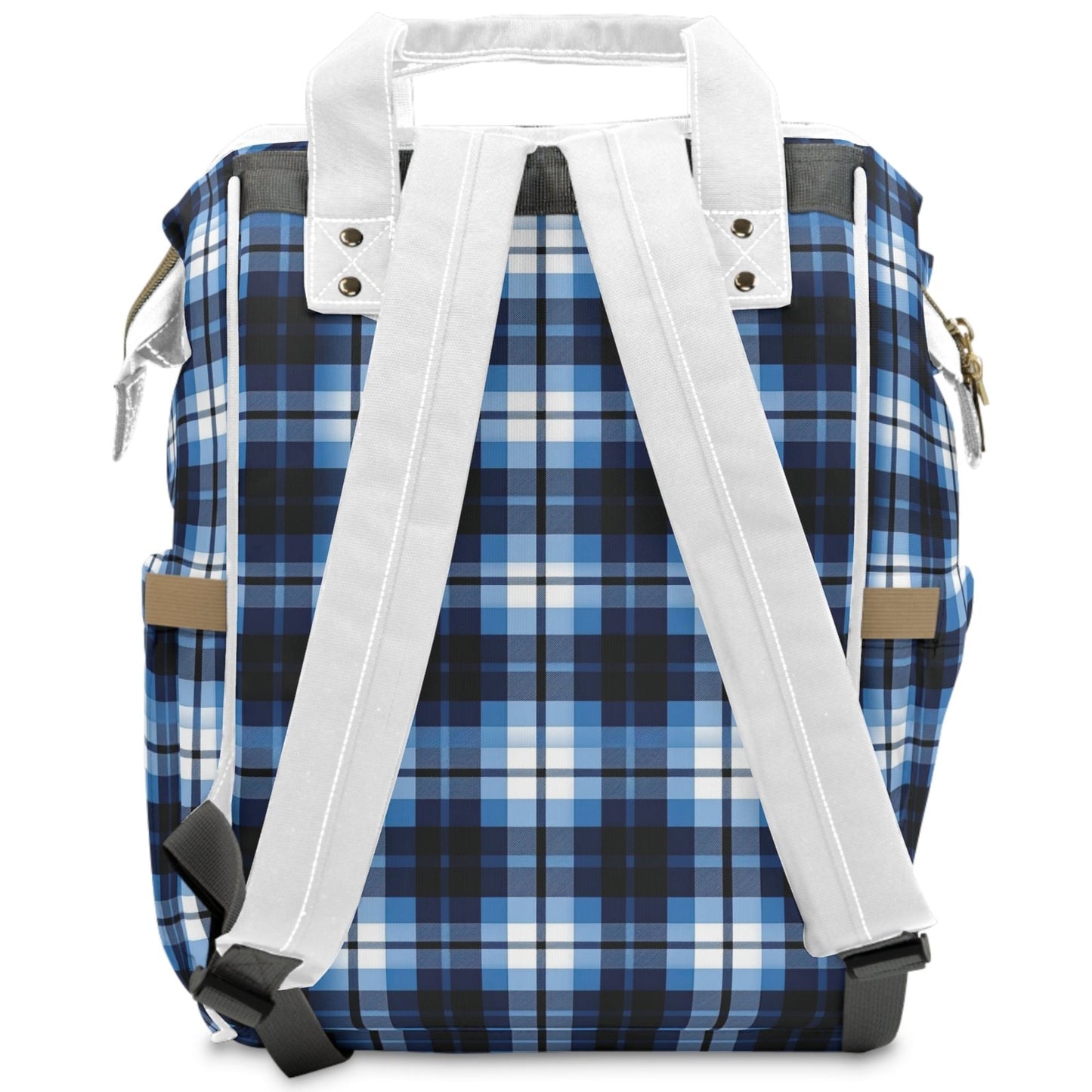 Canadian Blue Plaid - Multifunctional Diaper Backpack – Durable, Spacious, and Stylish - Maple Leaf