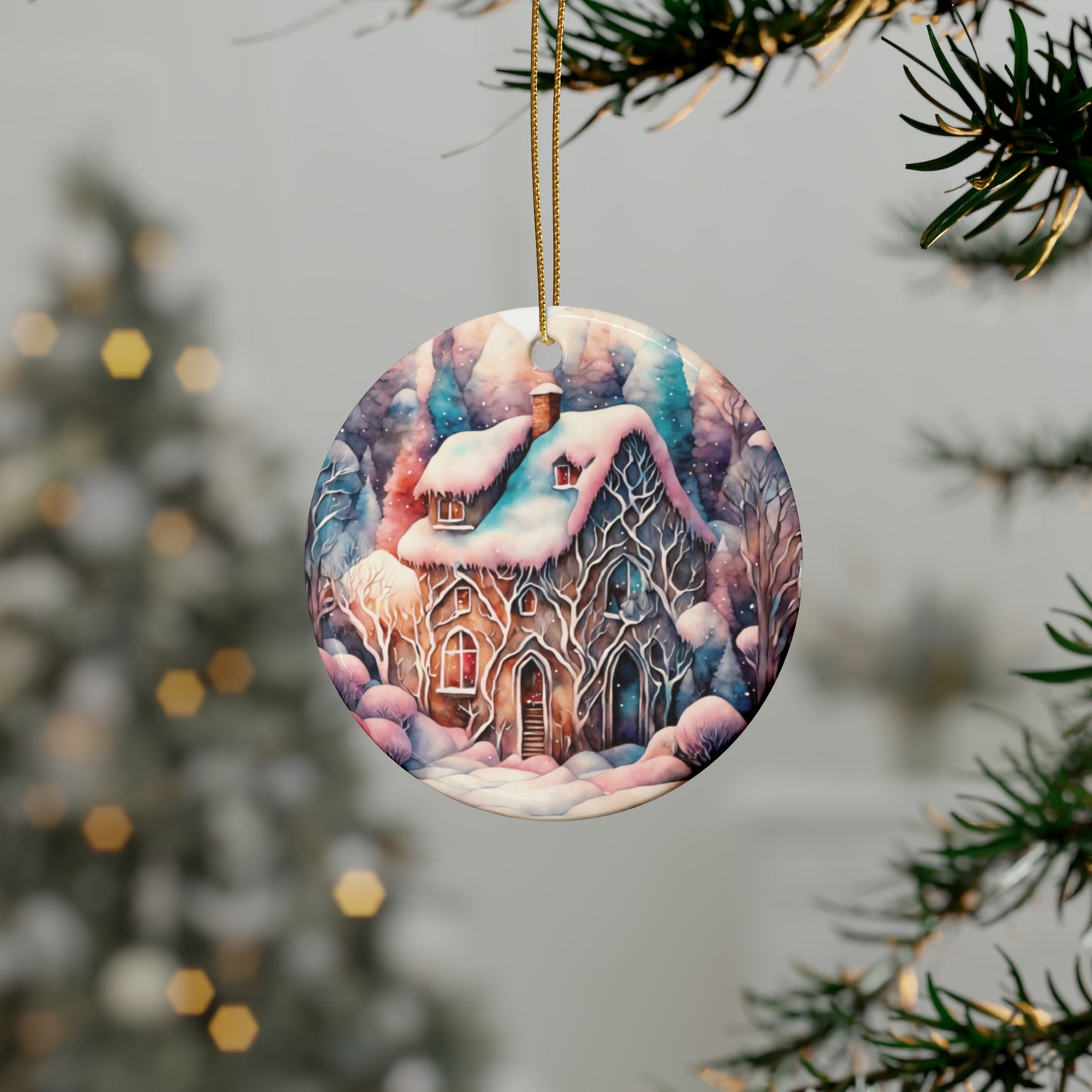 Idyllic Fantasy Christmas Scene | Ceramic Ornaments (1pcs, 5pcs, 10pcs, 20pcs) - 9