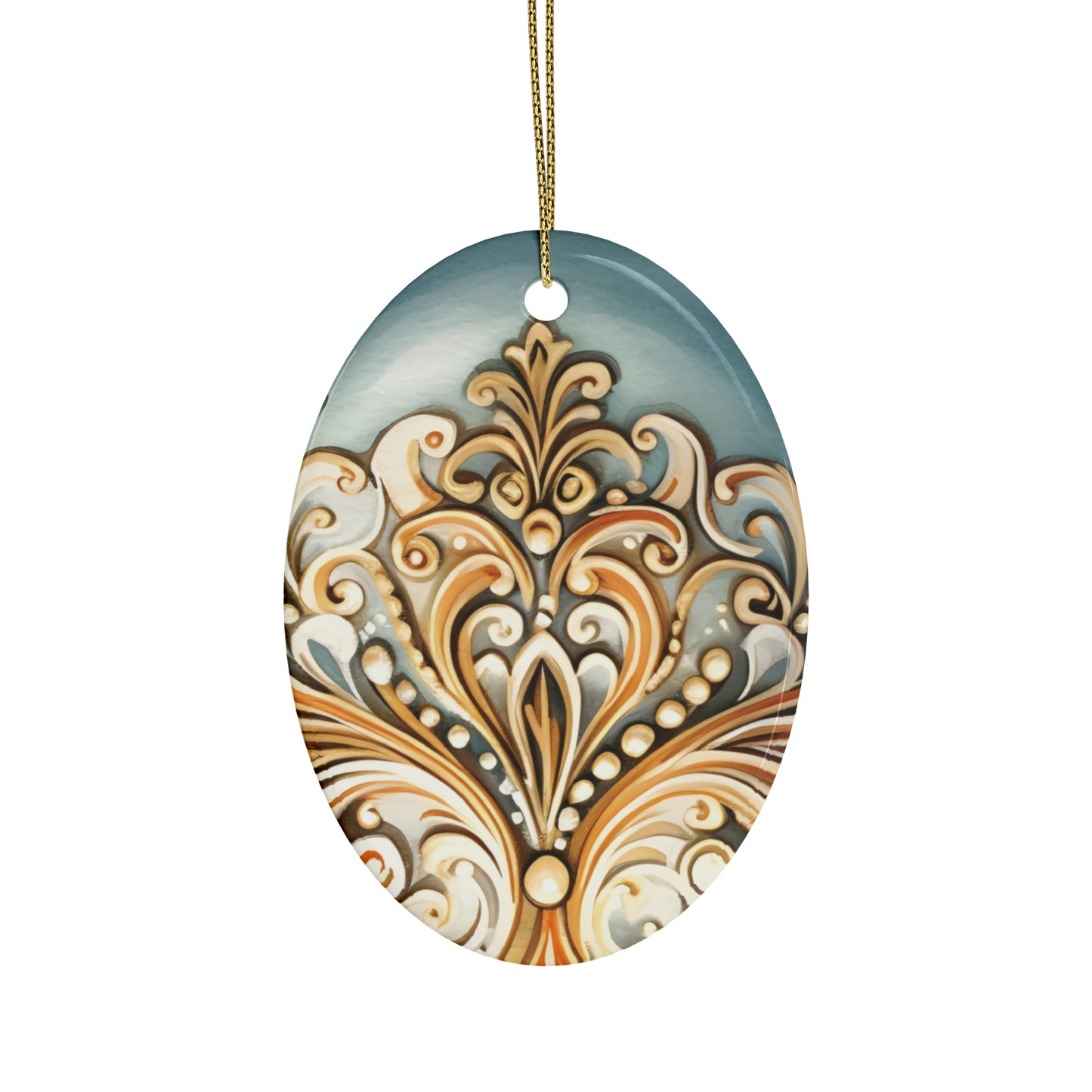 Blue & Gold Ceramic Christmas Ornaments (1pcs, 5pcs, 10pcs, 20pcs)