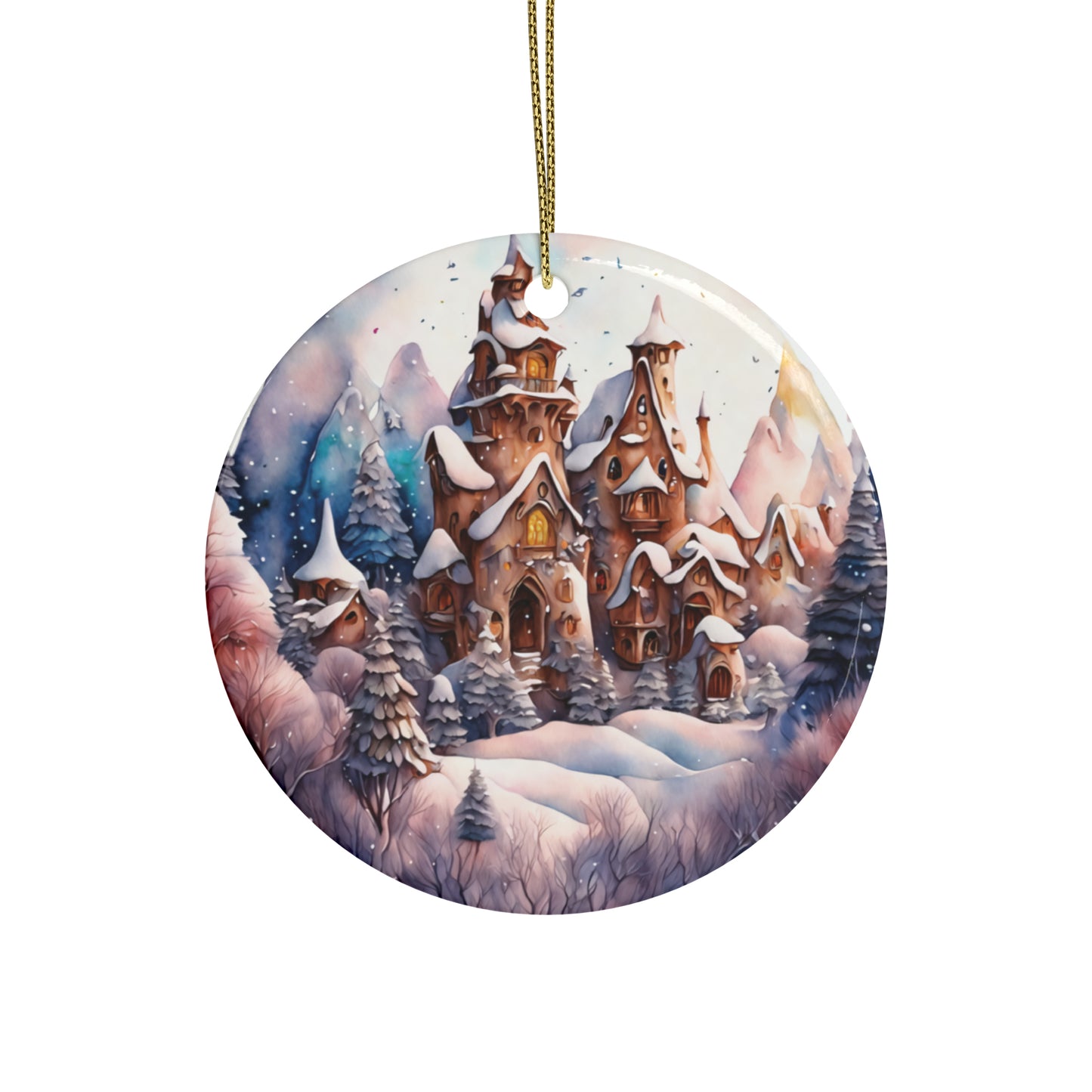 Idyllic Fantasy Christmas Scene | Ceramic Ornaments (1pcs, 5pcs, 10pcs, 20pcs) - 6