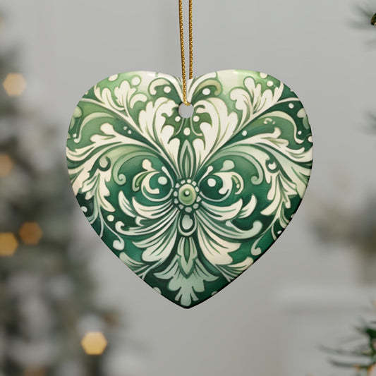 Green Swirl Ceramic Christmas Ornaments (1pcs, 5pcs, 10pcs, 20pcs)
