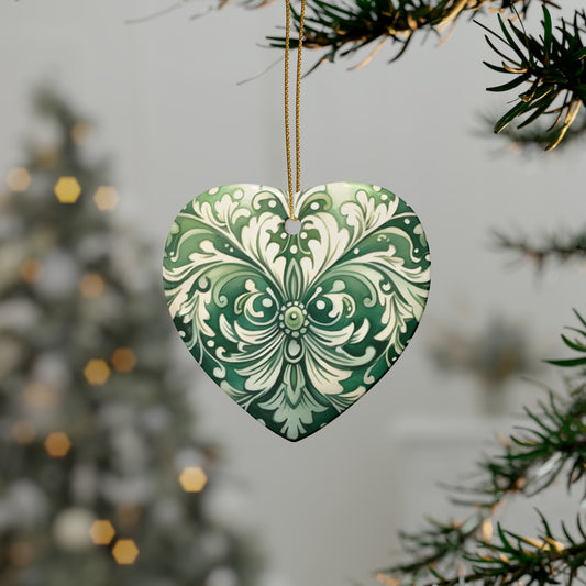 Green Swirl Ceramic Christmas Ornaments (1pcs, 5pcs, 10pcs, 20pcs)