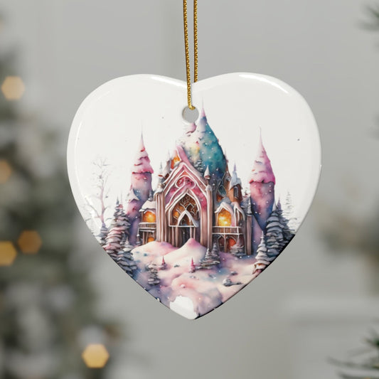 Idyllic Fantasy Christmas Scene | Ceramic Ornaments (1pcs, 5pcs, 10pcs, 20pcs) - 4