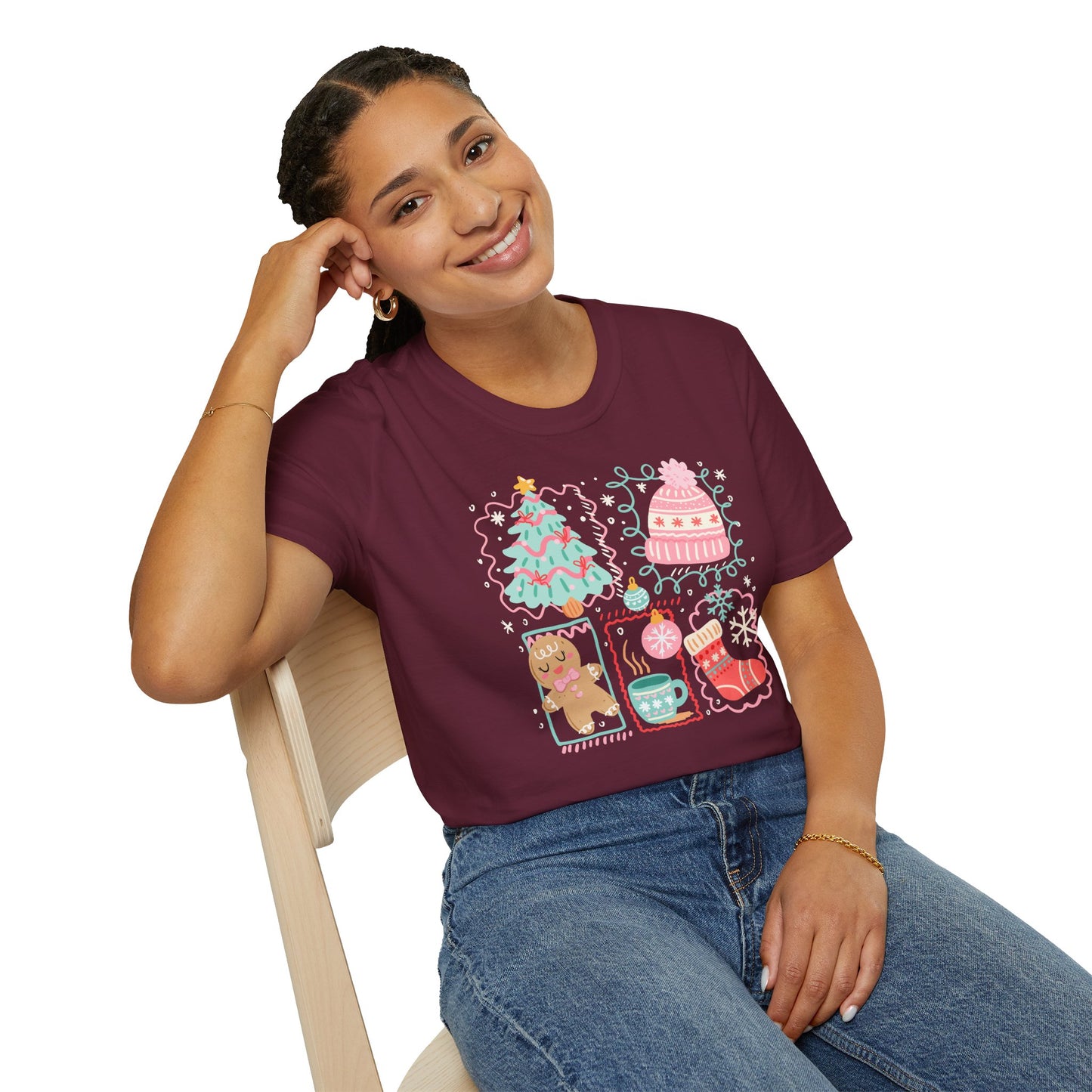 Christmas Retro Coquette | Unisex Soft-Style Cotton T-Shirt – Lightweight, Comfortable, Everyday Ready