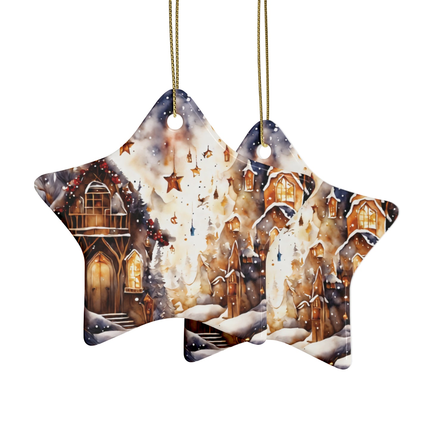 Idyllic Fantasy Christmas Scene | Ceramic Ornaments (1pcs, 5pcs, 10pcs, 20pcs) - 18