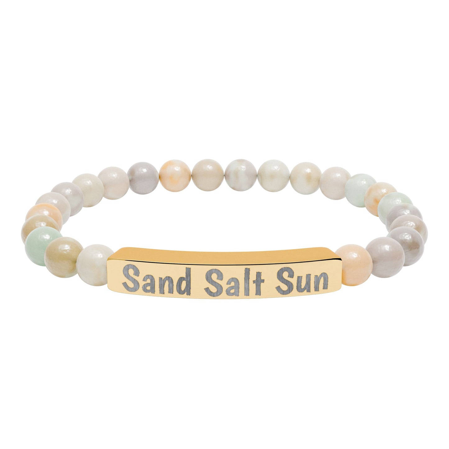 Personalized & Engraved Natural Stone Stretch Bar Bracelet