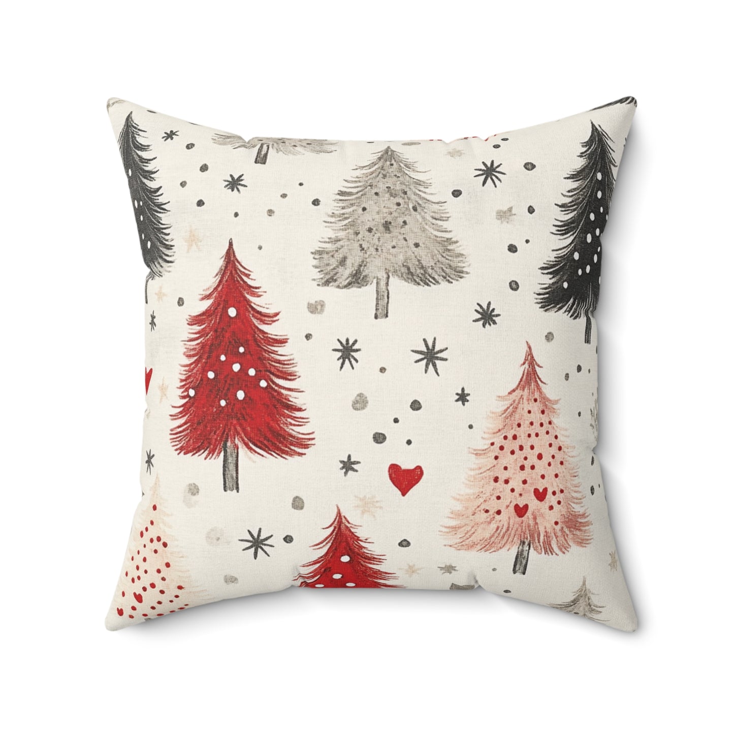 Vintage Christmas Trees - Spun Polyester Square Cushion & Case 14x14"