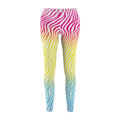 White Zebra Print Neon Leggings