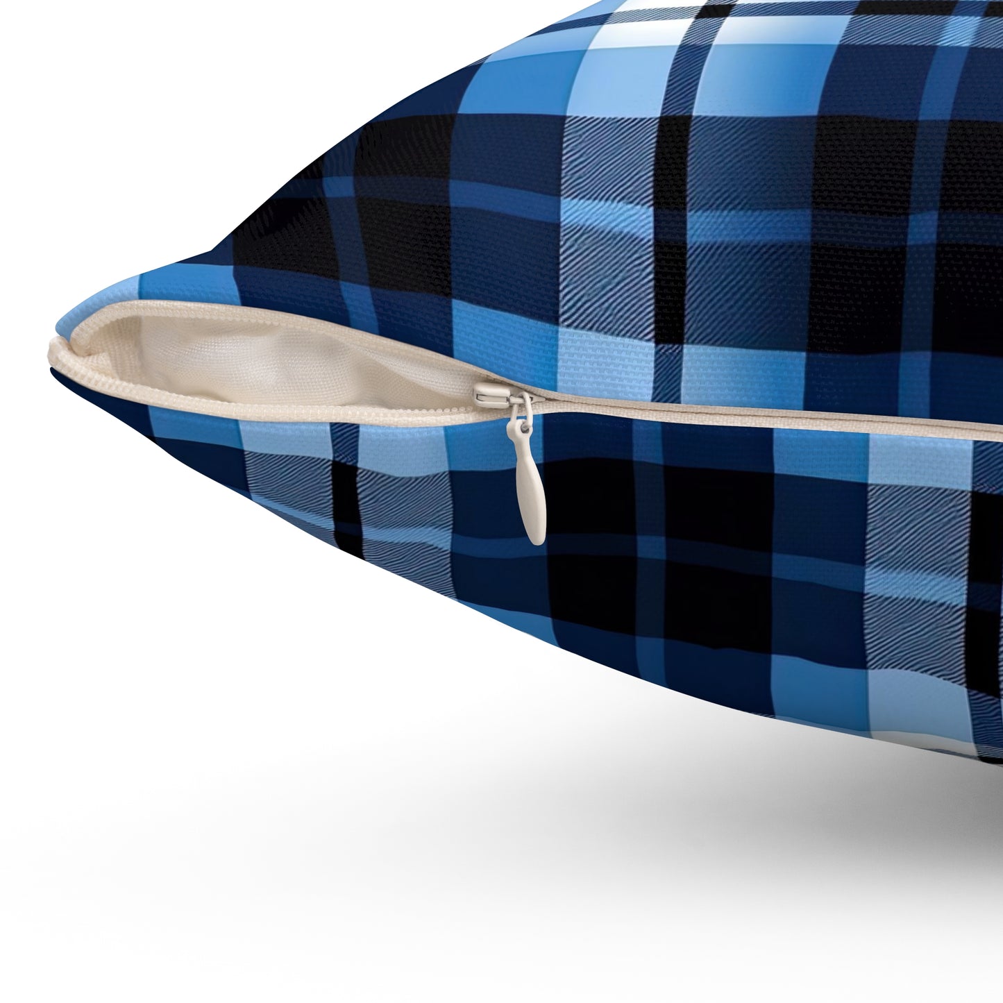 Blue Plaid Cushion & Case - Spun Polyester Square Pillow Available in 4 Sizes