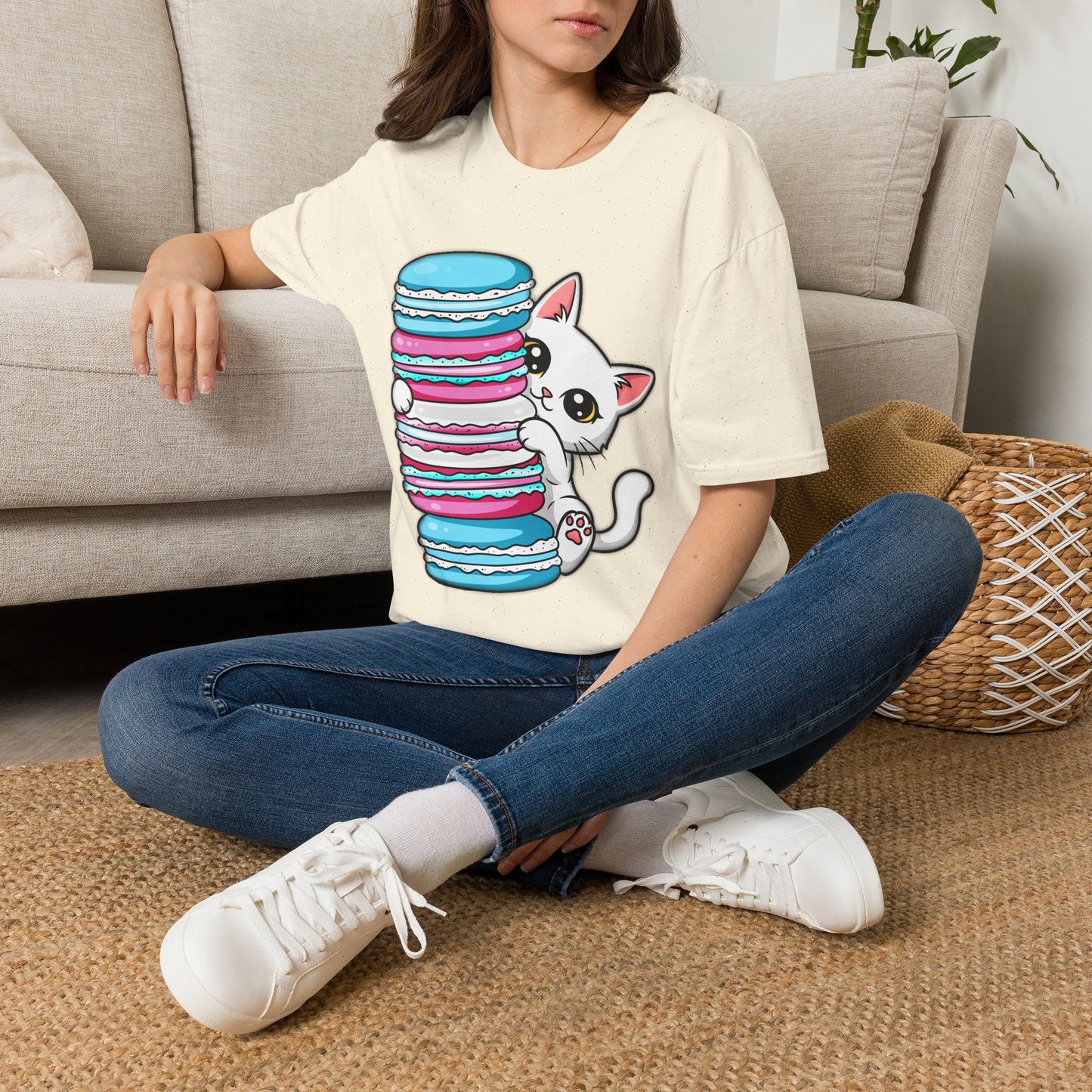 Peeking Kitten | Unisex Softstyle T-Shirt - Trans Flag Macaroons