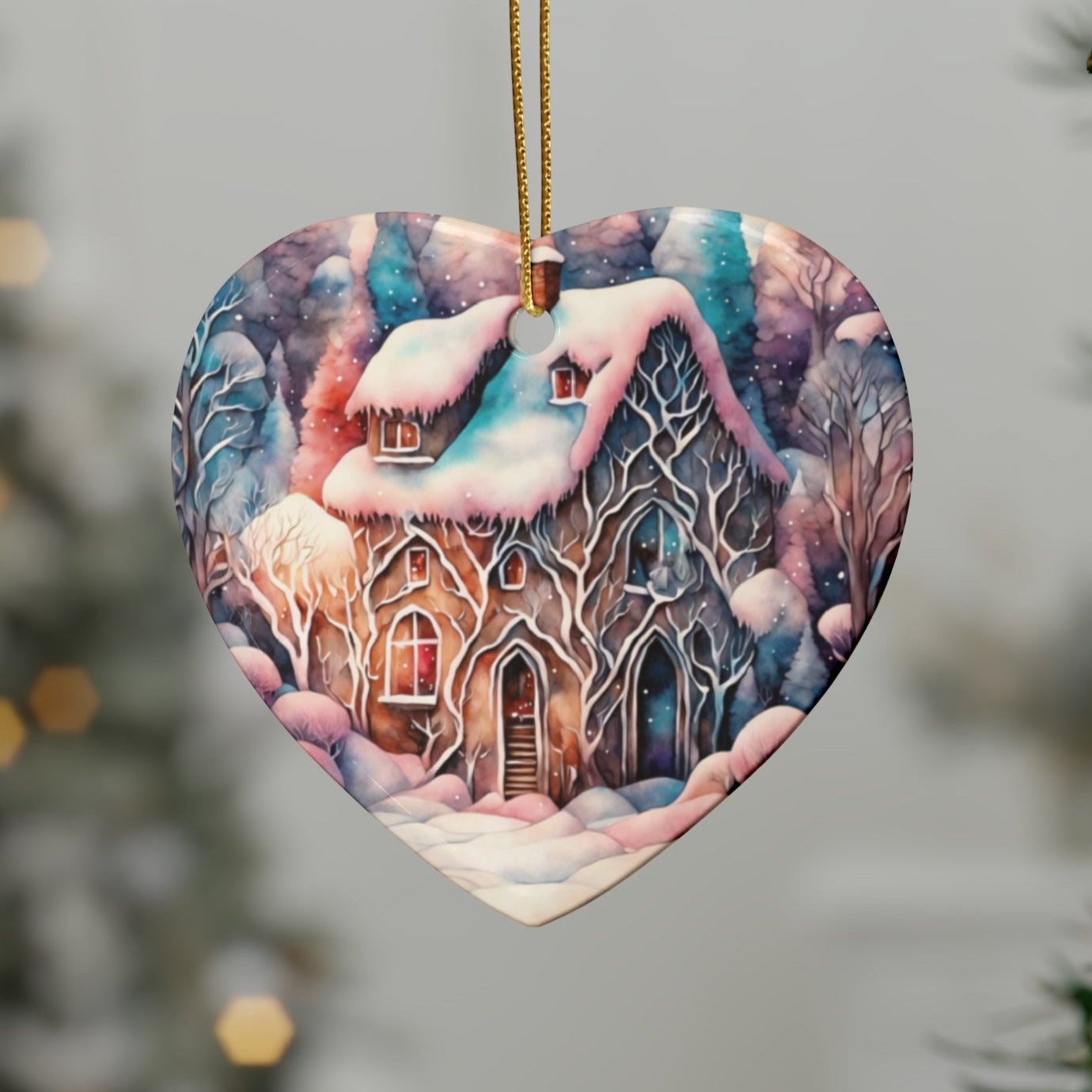Idyllic Fantasy Christmas Scene | Ceramic Ornaments (1pcs, 5pcs, 10pcs, 20pcs) - 9