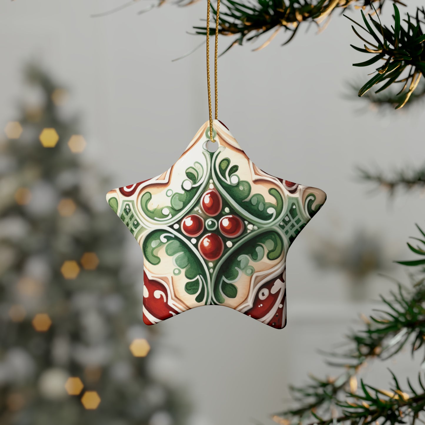 Green & Red Ruby Ceramic Christmas Ornaments (1pcs, 5pcs, 10pcs, 20pcs)