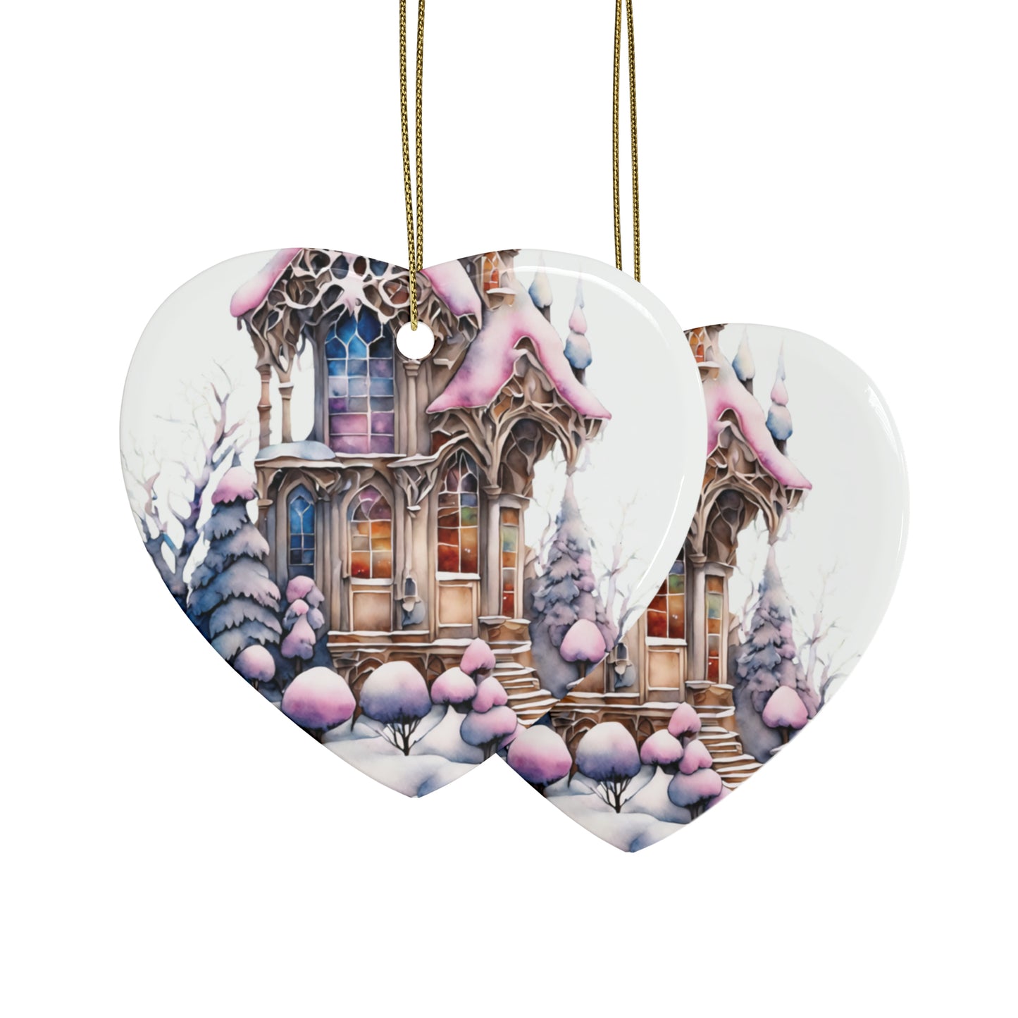 Idyllic Fantasy Christmas Scene | Ceramic Ornaments (1pcs, 5pcs, 10pcs, 20pcs) - 22