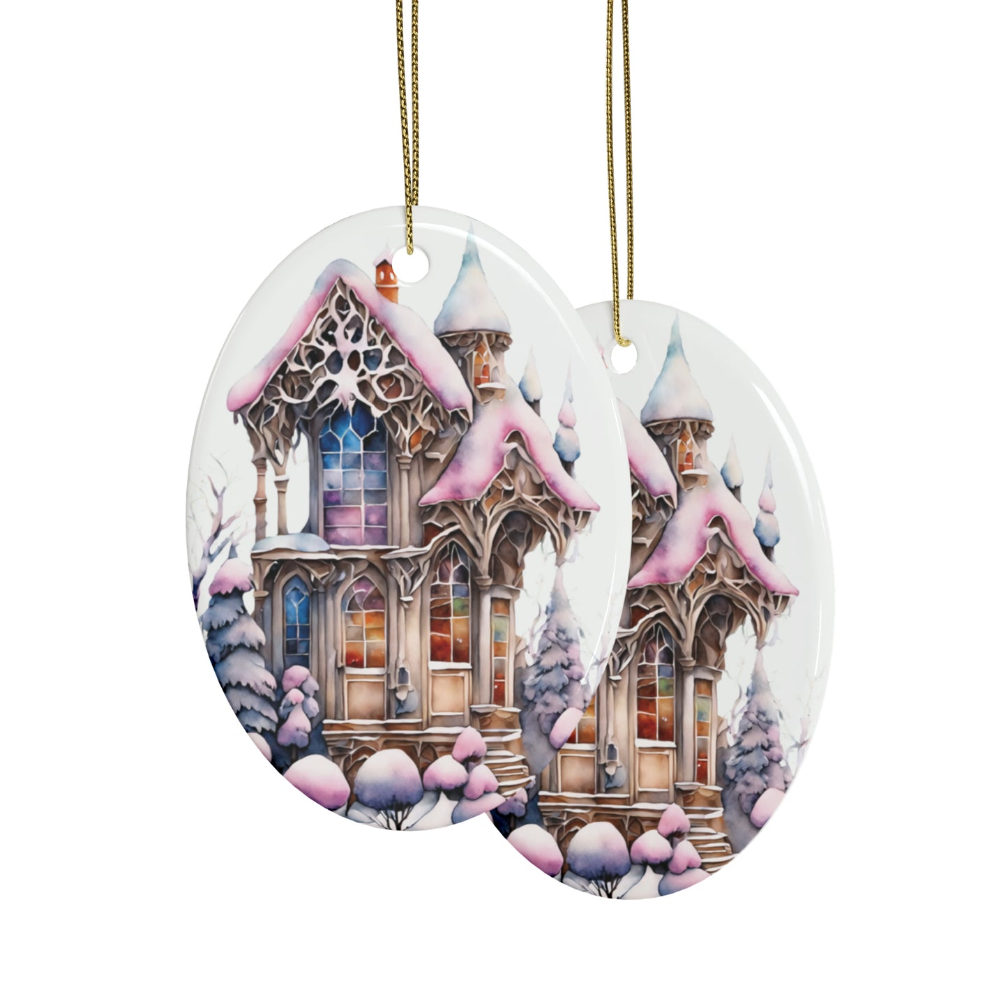 Idyllic Fantasy Christmas Scene | Ceramic Ornaments (1pcs, 5pcs, 10pcs, 20pcs) - 22