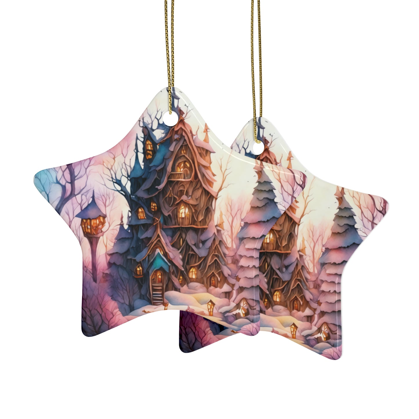 Idyllic Fantasy Christmas Scene | Ceramic Ornaments (1pcs, 5pcs, 10pcs, 20pcs) - 12