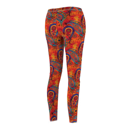 Burnt Orange Bohemian Swirls - Women's Cut & Sew Casual Leggings