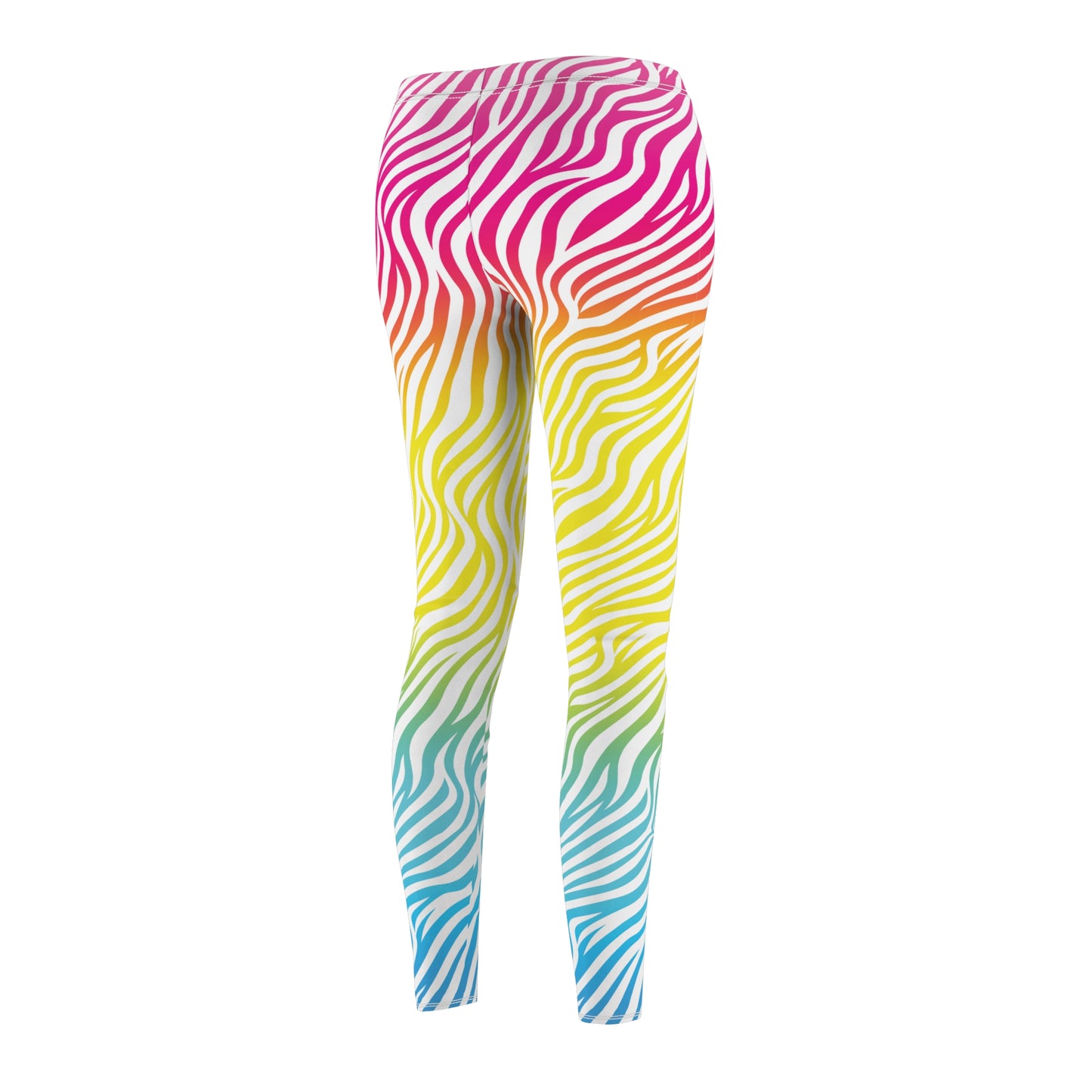 White Zebra Print Neon Leggings