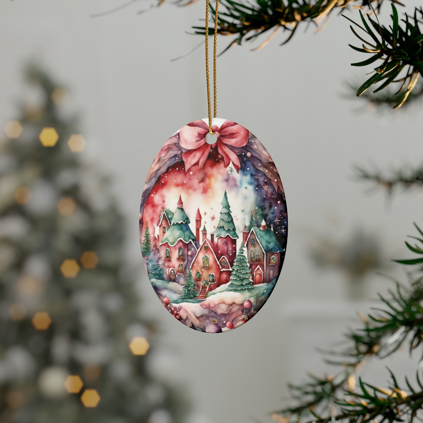Idyllic Fantasy Christmas Scene | Ceramic Ornaments (1pcs, 5pcs, 10pcs, 20pcs) - 17
