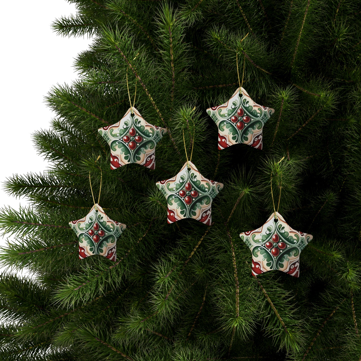 Green & Red Ruby Ceramic Christmas Ornaments (1pcs, 5pcs, 10pcs, 20pcs)