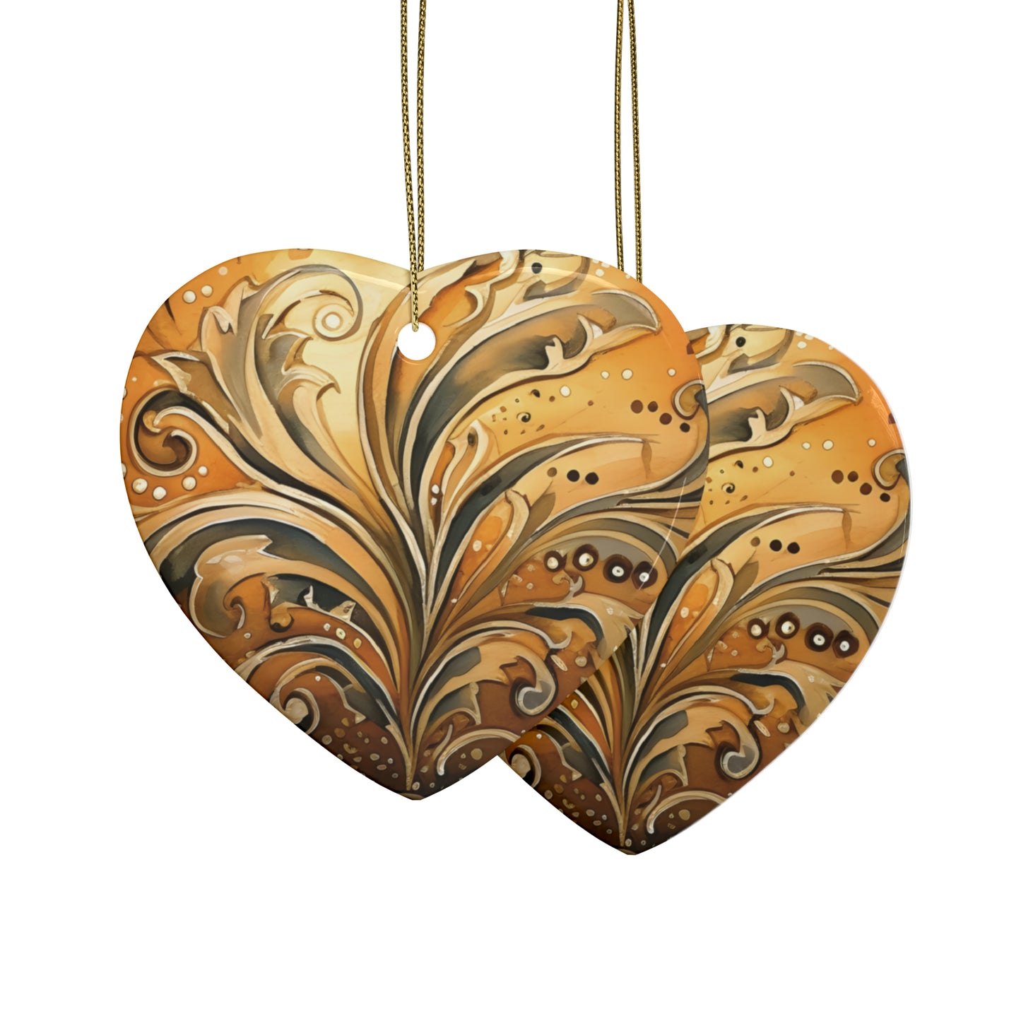 Gold Swirl Flairs Ceramic Christmas Ornaments (1pcs, 5pcs, 10pcs, 20pcs)