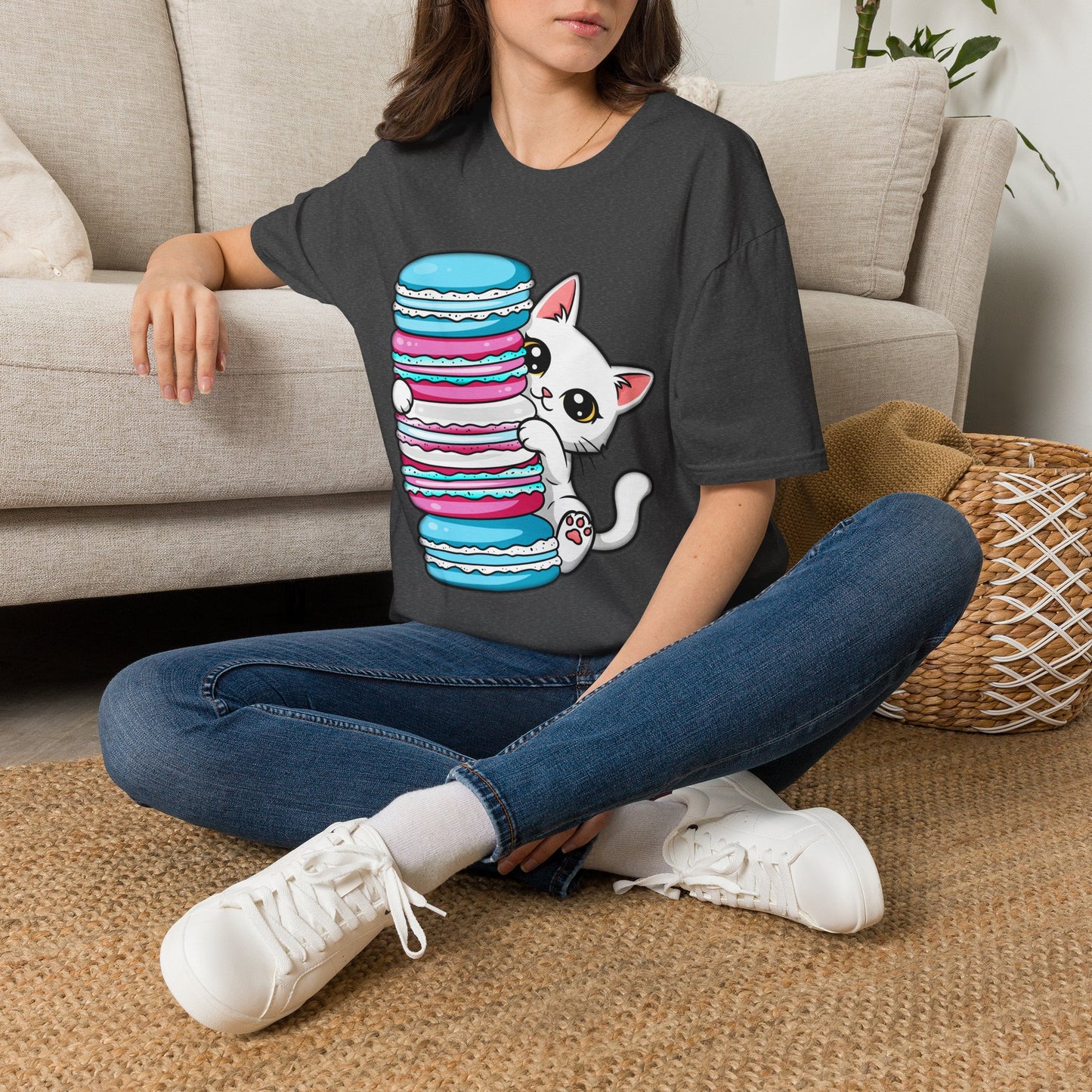 Peeking Kitten | Unisex Softstyle T-Shirt - Trans Flag Macaroons