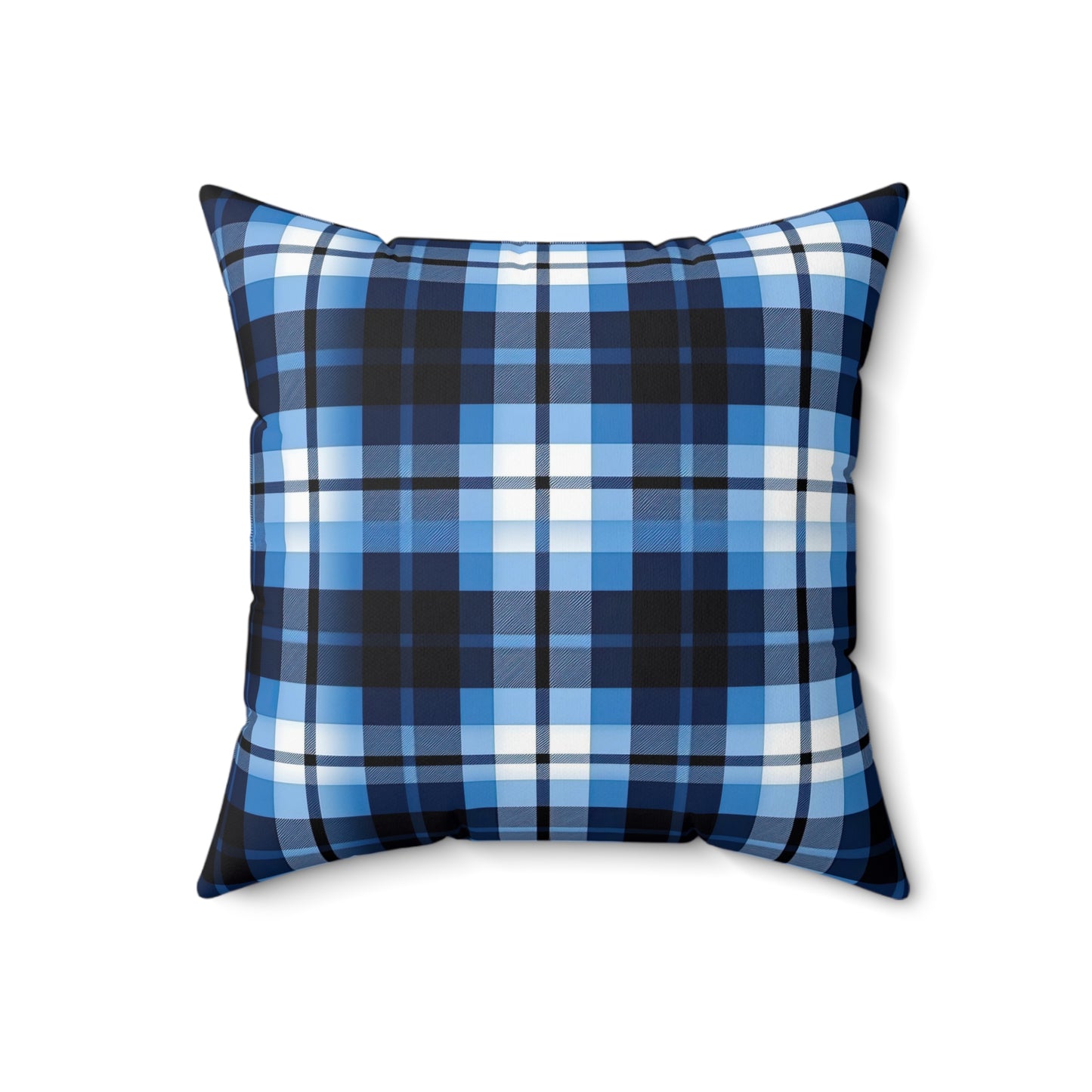 Blue Plaid Cushion & Case - Spun Polyester Square Pillow Available in 4 Sizes