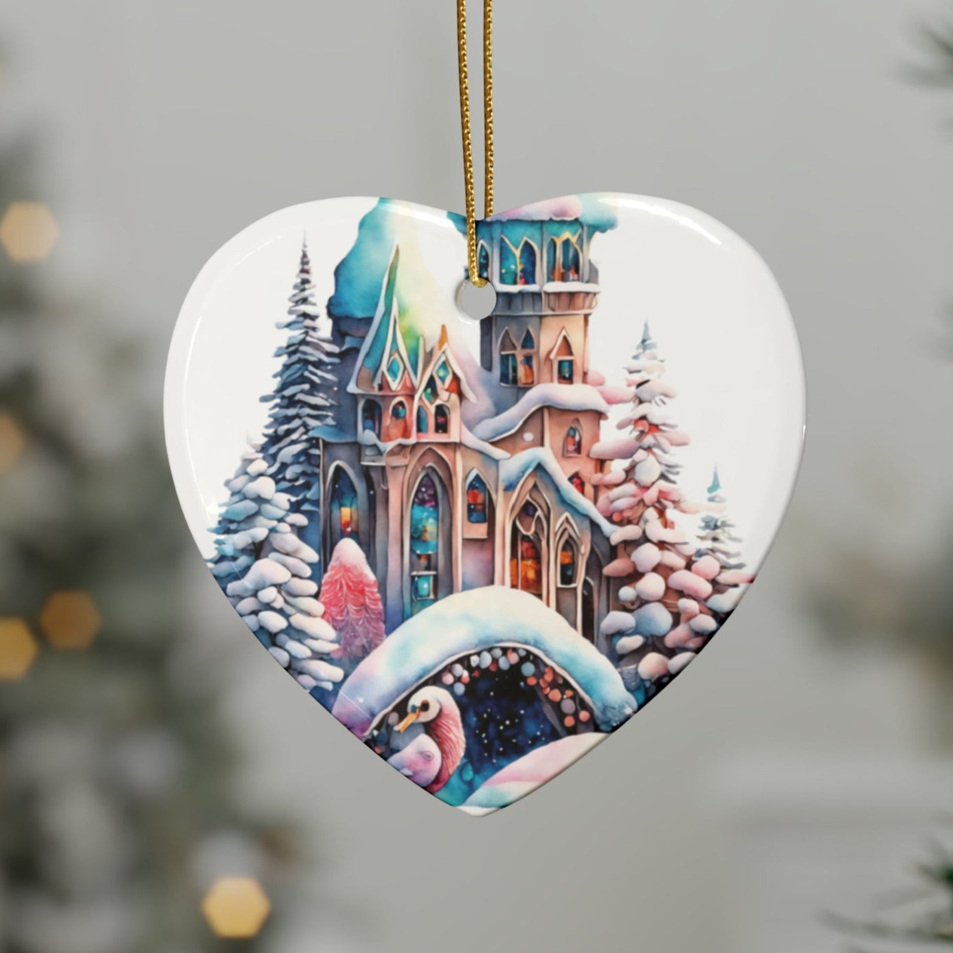 Idyllic Fantasy Christmas Scene | Ceramic Ornaments (1pcs, 5pcs, 10pcs, 20pcs) - 21
