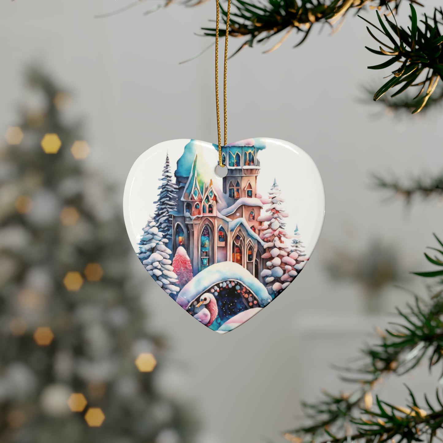 Idyllic Fantasy Christmas Scene | Ceramic Ornaments (1pcs, 5pcs, 10pcs, 20pcs) - 21