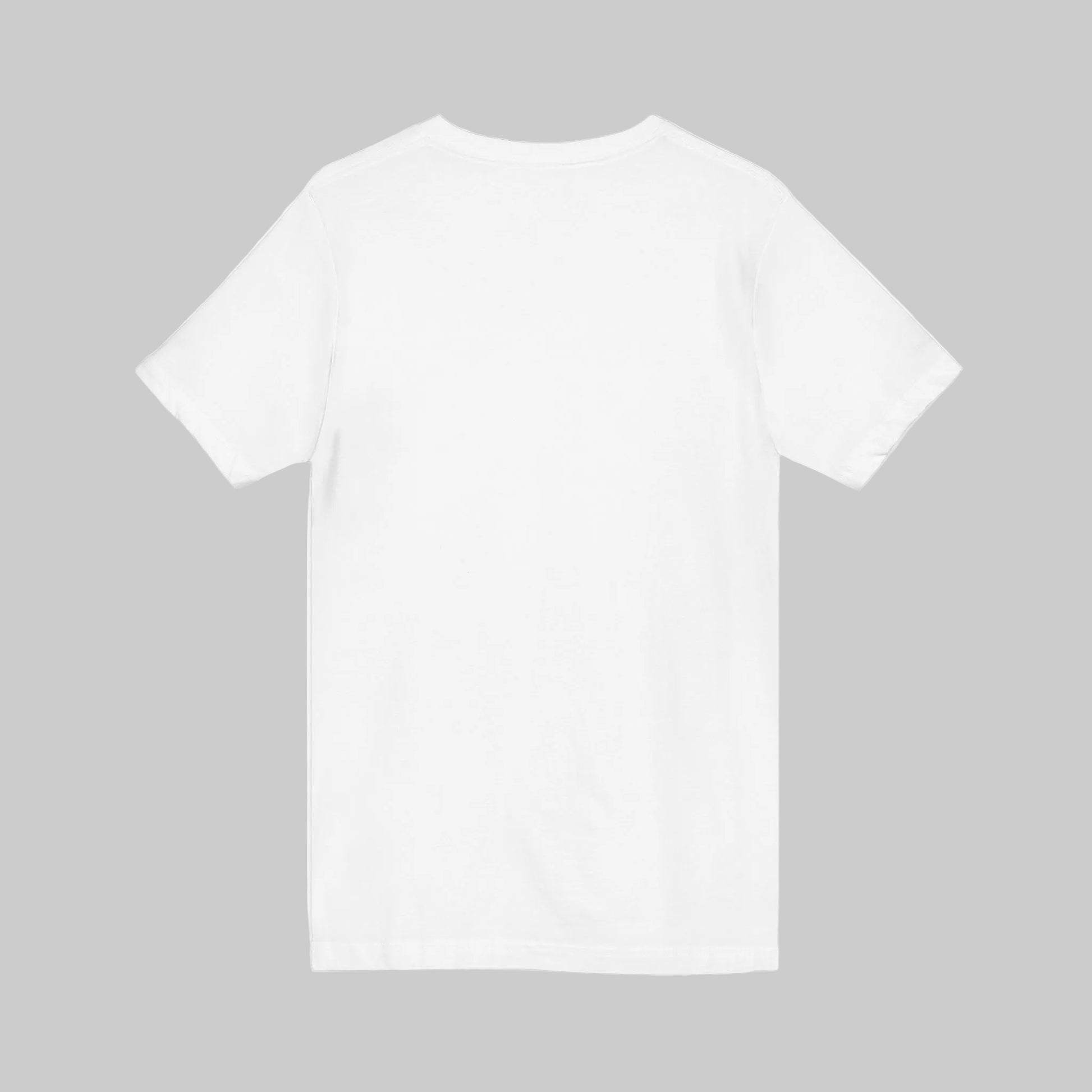 Plain white t-shirt on a light gray background