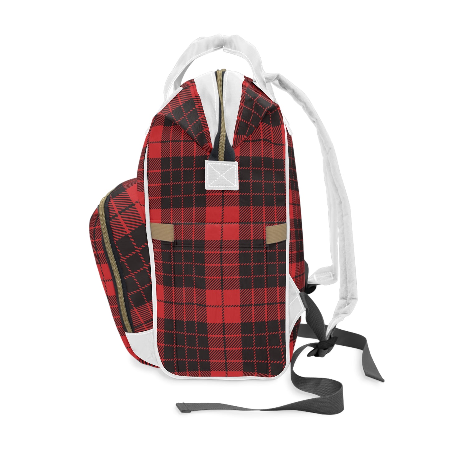 Canadian Red Plaid - Multifunctional Diaper Backpack - Canada Maple Leaf