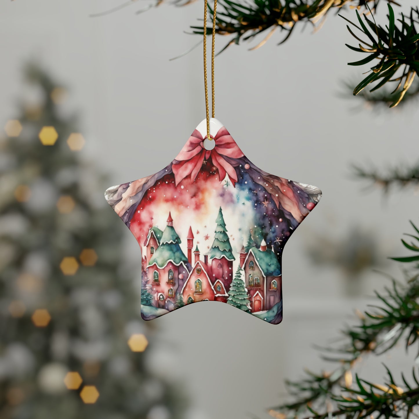 Idyllic Fantasy Christmas Scene | Ceramic Ornaments (1pcs, 5pcs, 10pcs, 20pcs) - 17