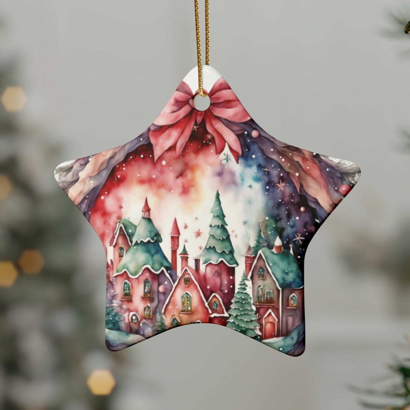 Idyllic Fantasy Christmas Scene | Ceramic Ornaments (1pcs, 5pcs, 10pcs, 20pcs) - 17