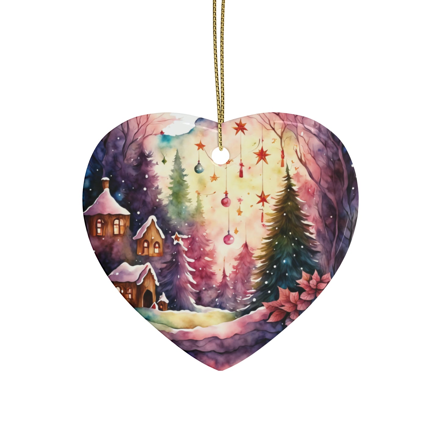 Idyllic Fantasy Christmas Scene | Ceramic Ornaments (1pcs, 5pcs, 10pcs, 20pcs) - 1