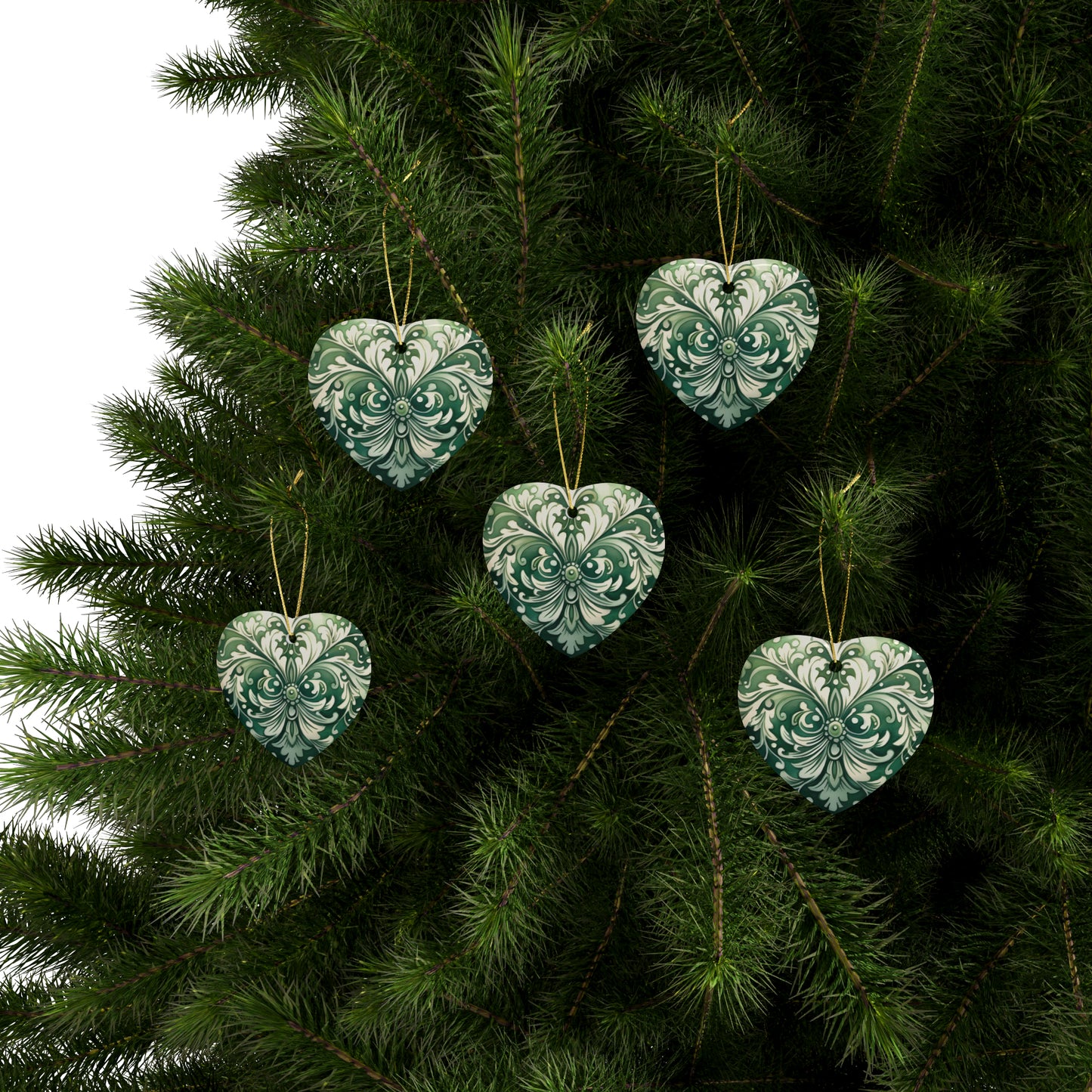 Green Swirl Ceramic Christmas Ornaments (1pcs, 5pcs, 10pcs, 20pcs)