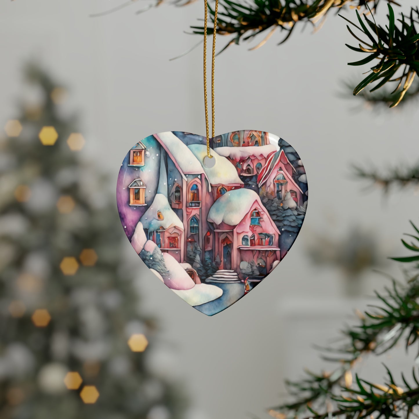 Idyllic Fantasy Christmas Scene | Ceramic Ornaments (1pcs, 5pcs, 10pcs, 20pcs) - 10