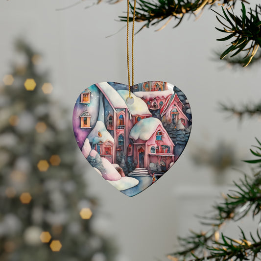 Idyllic Fantasy Christmas Scene | Ceramic Ornaments (1pcs, 5pcs, 10pcs, 20pcs) - 10