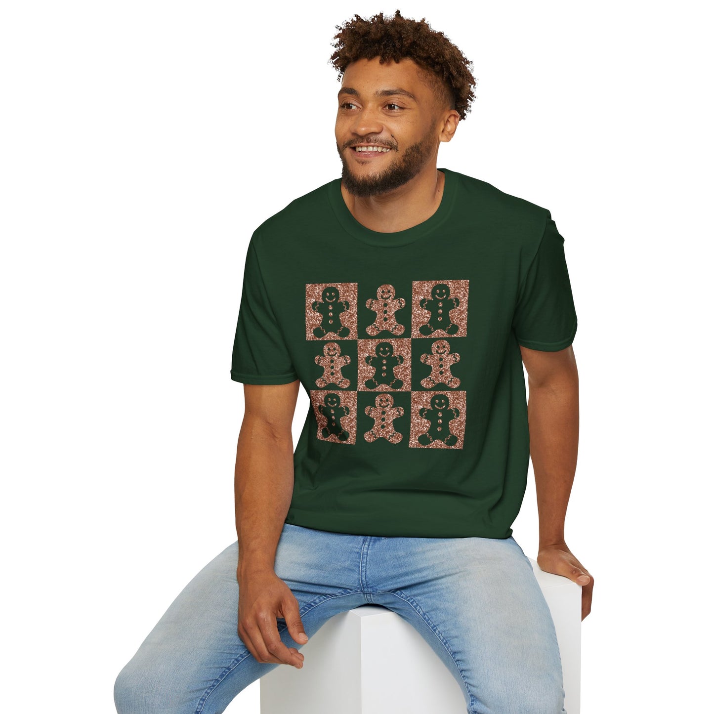 Glittery Gingerbread Men | Popular Softstyle Unisex Christmas T-Shirt