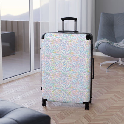 Pink Tie-Dye Leopard Print Suitcases Available in 3 Sizes (Small, Medium, & Large)