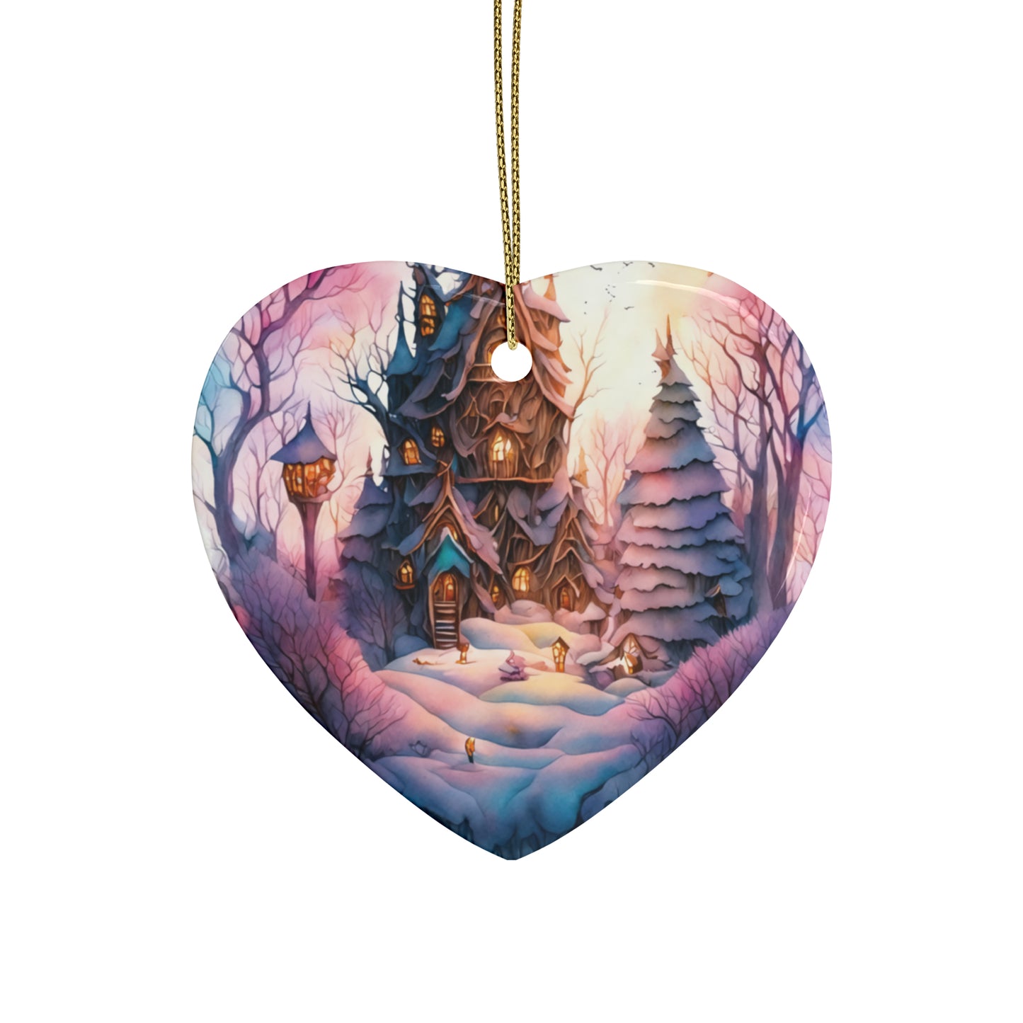 Idyllic Fantasy Christmas Scene | Ceramic Ornaments (1pcs, 5pcs, 10pcs, 20pcs) - 12