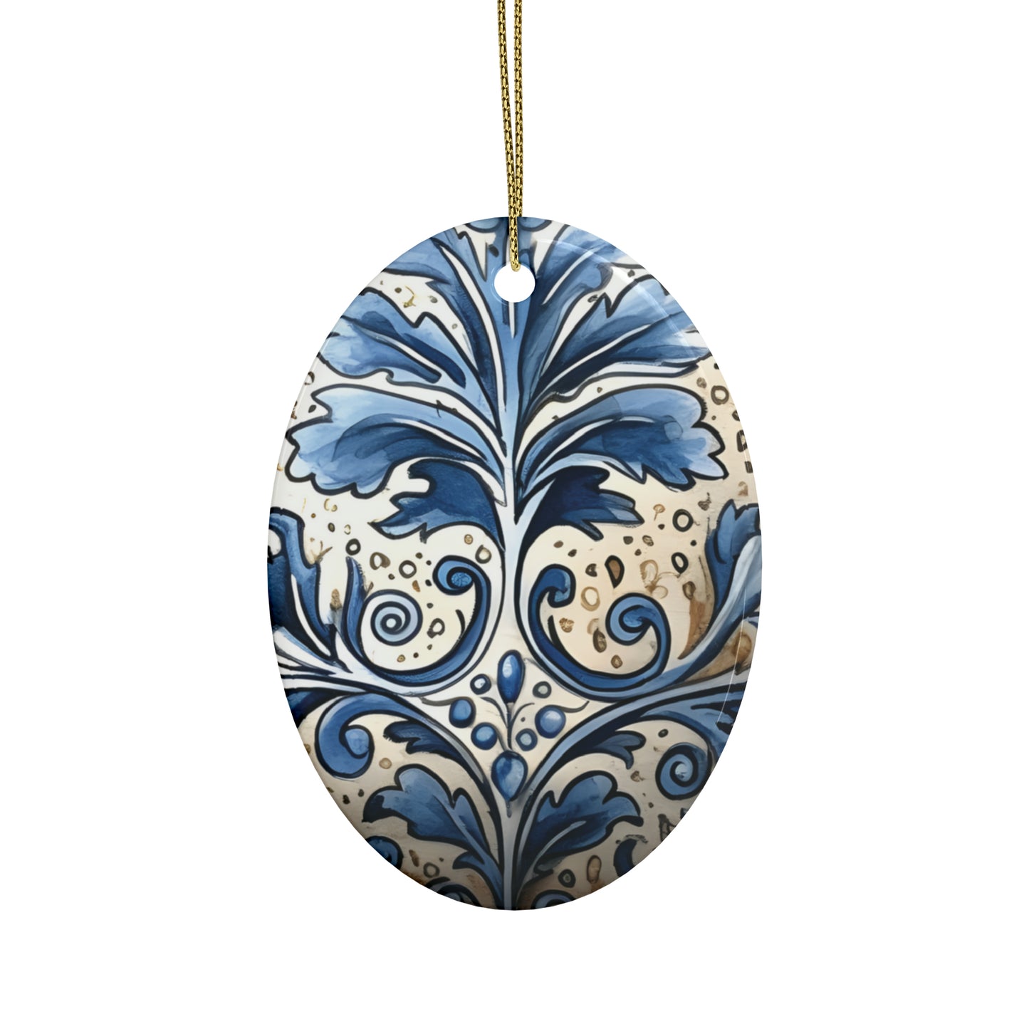 Dusty Blue & Cream Swirl Ceramic Christmas Ornaments (1pcs, 5pcs, 10pcs, 20pcs)