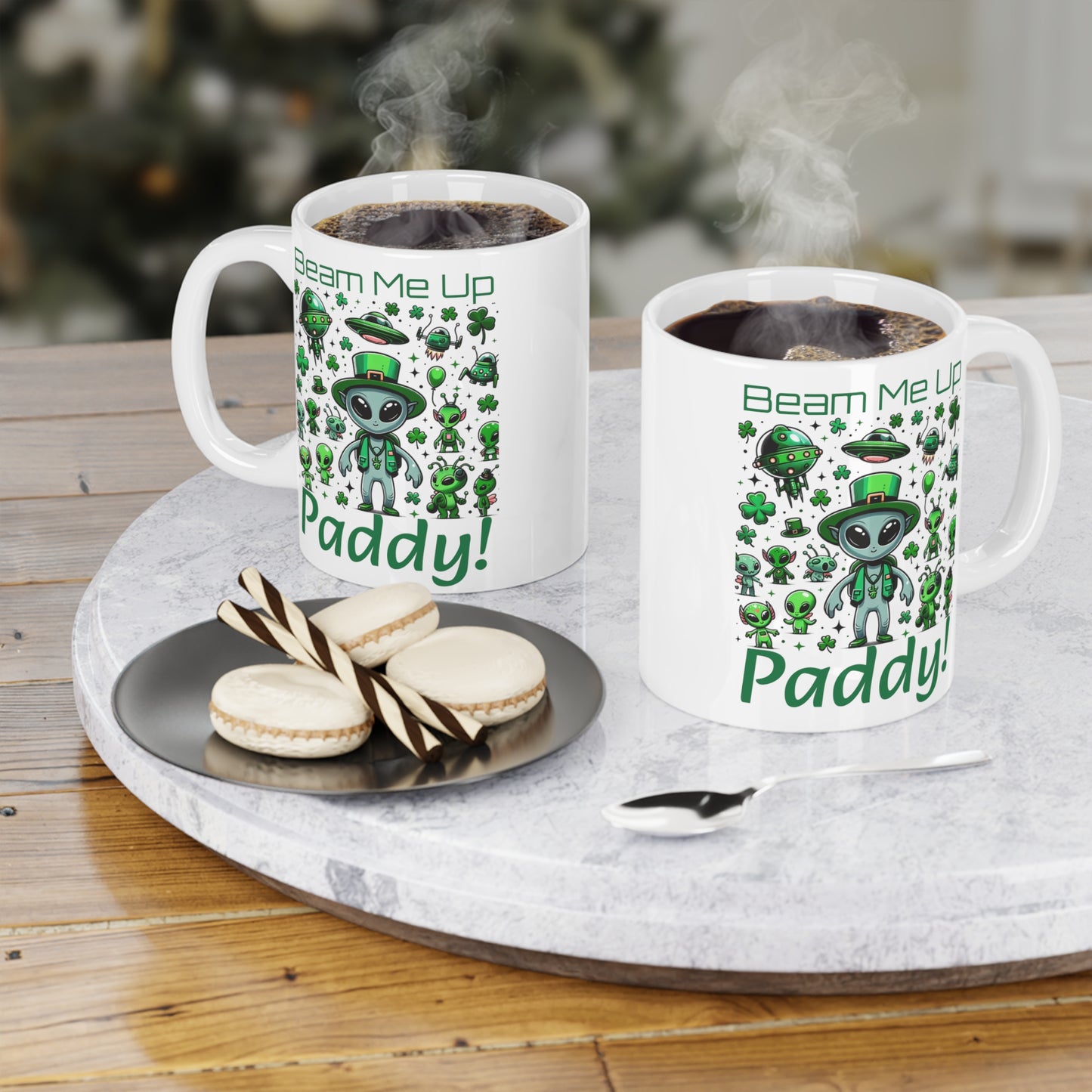 Beam Me Up Paddy! - Ceramic Mugs (11oz\15oz\20oz) for St. Patrick's Day Sci-fi Fun