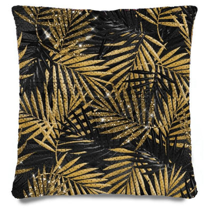 Black & Gold Glam - Sequin Pillowcase - Soft Polyester