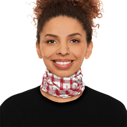 Snowflake Plaid Gaiter – Winter Warmth in Classic Red