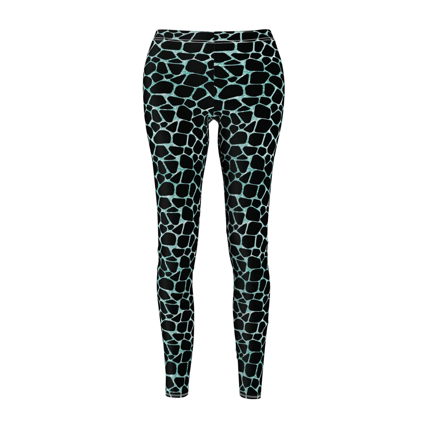 Aqua Giraffe Print - Women's Cut & Sew Casual Leggings