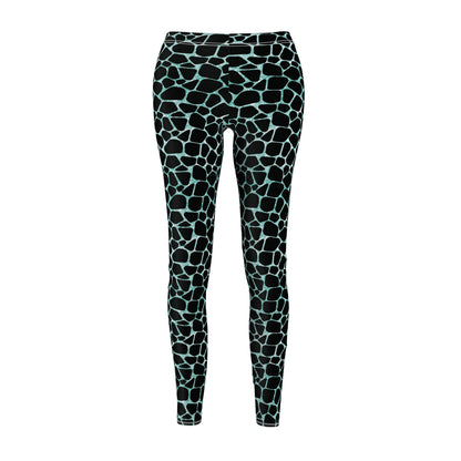 Aqua Giraffe Print - Women's Cut & Sew Casual Leggings