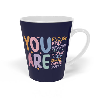 You Are Enough Ceramic Latte Mug, 12oz - Navy