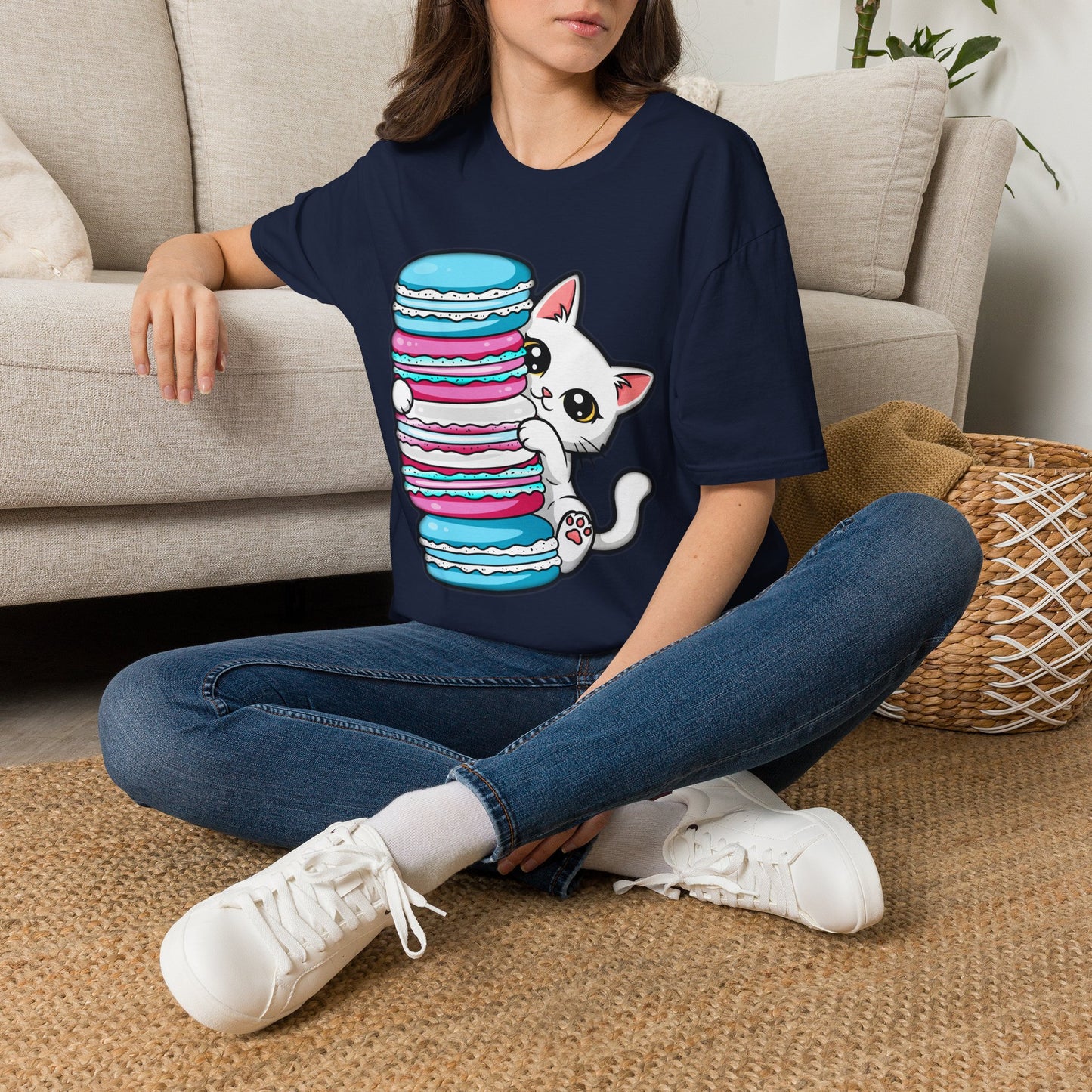 Peeking Kitten | Unisex Softstyle T-Shirt - Trans Flag Macaroons