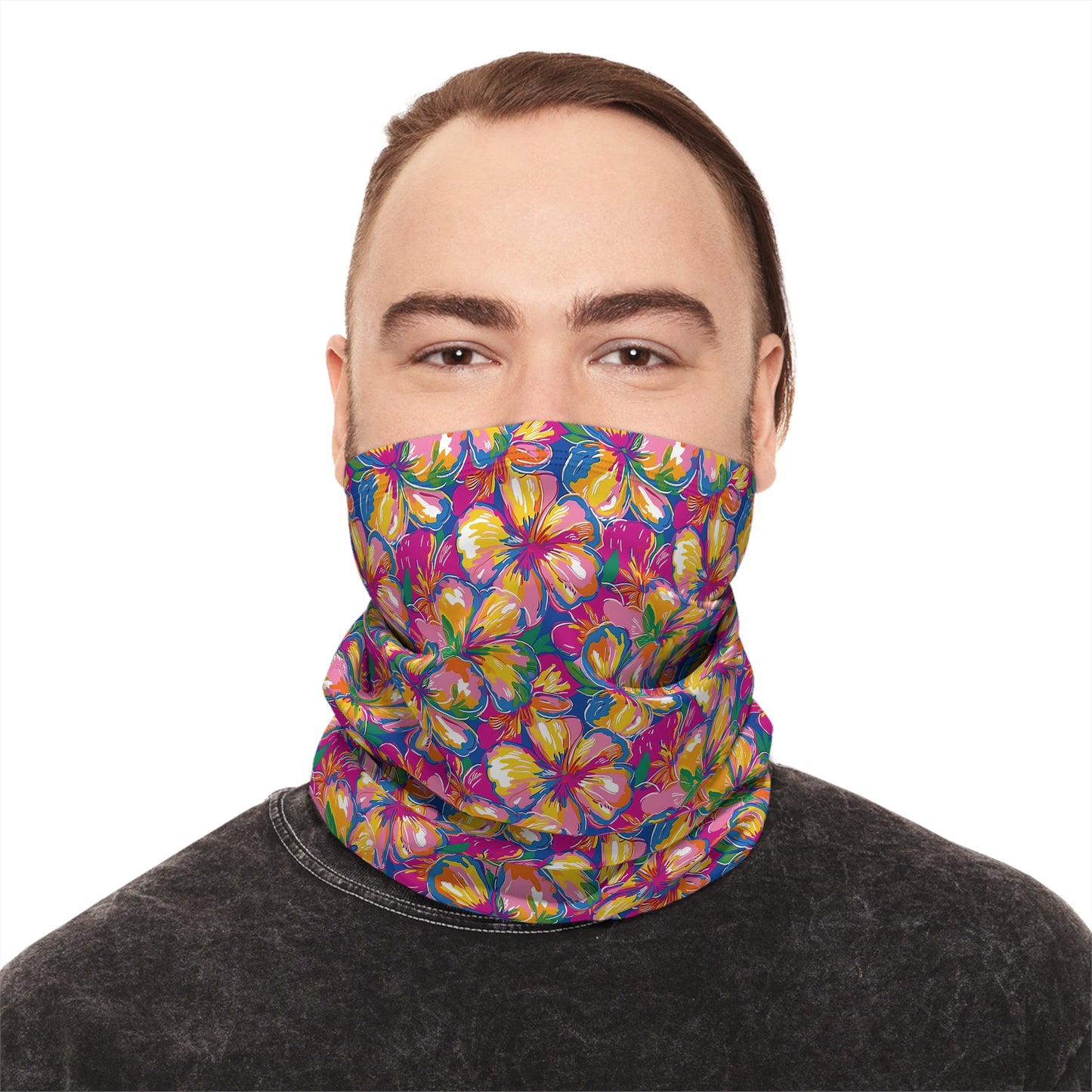 Bold Hibiscus Neck Gaiter – Tropical Warmth for Any Season